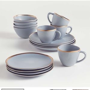 Crate & Barrel Addison Grey + Gold Dinner Set